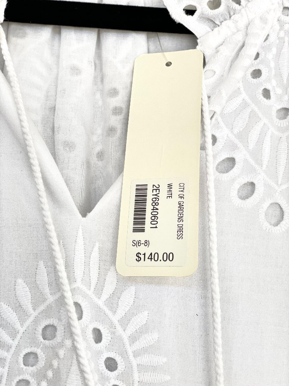 Soft Surroundings Small White Eyelet Peasant Midi Ruffle Dress Cotton 3/4 Sleeve - Picture 6 of 13